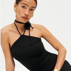 Reformation Black Amalia Midi Dress